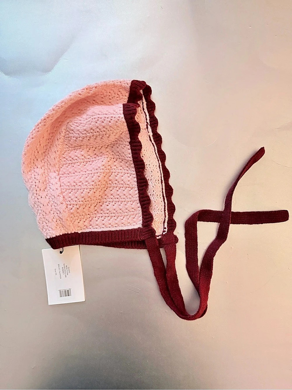 GUIZIO Ballet Slipper Pink & Burgundy Bonnet NWT